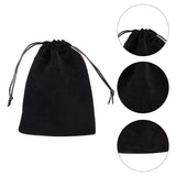 Rectangle Velvet Pouches, Drawable Pouches, Gift Bags, Black, 7x5cm