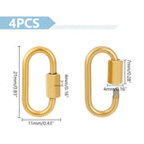 4Pcs 304 Stainless Steel Screw Carabiner Lock Charms, for Necklaces Making, Oval, Golden, 21x11x4mm, Screw: 7x4mm