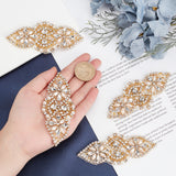 Alloy Glass Rhinestone Cloth Cabochons, Costume Accessories, Appliques, Flower, Golden, 41x96~102x7mm