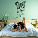 Rectangle PVC Wall Decorative Stickers, Waterproof Decals for Home Living Room Bedroom Wall Decoration, Black, Butterfly, 460x920mm