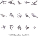 Tibetan Style Alloy Pendants, Bird, Antique Silver, 14x10.8x3cm