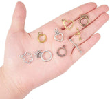 Tibetan Style Alloy Toggle Clasps, Mixed Color, Toggle: 14~23.5x12~17x2~4mm, hole: 1.5~2mm, Bar: 16.5~25x6~13x2.5~4mm, hole: 1.5~2mm, 10sets/kind, 120sets/set