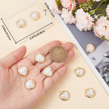 10PCS Alloy with Acrylic Imitation Pearl Pendants, Heart, Long-Lasting Plated, Real 18K Gold Plated, 17x16x6mm, Hole: 2mm