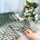 Plastic Artificial Flower Rows for Wedding, 64-Barb Flower Grid Panels, Flowers Wall Arches Backdrop, Dark Green, 261x248x13mm, Hole: 1.8mm