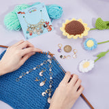 Knitting Row Counter Chains & Locking Stitch Markers Kits, with Owl & Moon & Star Alloy Enamel Pendant and Acrylic Beads, Mixed Color, 2.5~28cm, 15pcs/set