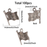 Tibetan Style Zinc Alloy Flag Pendants, Antique Silver, 18x14.6x2mm, Hole: 2mm, 100pcs/box