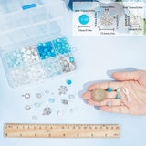 DIY Snowflake Bracelet Making Kit, Including Glass Round Beads, Rhinestone Rondelle Spacer Beads, Alloy Pendants & European Tube Bails, Platinum, 209Pcs/box