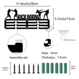 Sports Theme Iron Medal Hanger Holder Display Wall Rack, 3-Line, with Screws, Kick Boxing, Word, 130x290mm, Hole: 5mm