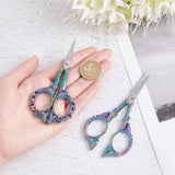 2Pcs 2 Style Stainless Steel Retro-style Sewing Scissors for Embroidery, Craft, Art Work & Cutting Thread, with Alloy Handle, Mixed Color, 11.6~11.85x5.3~5.35x0.5~0.55cm, 1pc/style