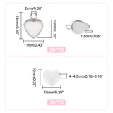 50Pcs 304 Stainless Steel Pendant Cabochon Settings, Plain Edge Bezel Cups, Heart, with 50Pcs Transparent Glass Heart Cabochons, Stainless Steel Color, Tray: 10x10mm, 14x11x1.5mm, hole: 2mm