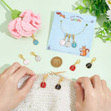 Ladybird Stitch Markers, Alloy Enamel Crochet Lobster Clasp Charms, Locking Stitch Marker with Wine Glass Charm Ring, Mixed Color, 3.2cm, 5 colors, 2pcs/color, 10pcs/set