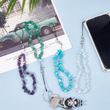 Gemstone Chips Mobile Straps, Alloy Lobster Claw Clasps and Nylon Cord Mobile Accessories Decoration, 21~22cm, 4pcs/set