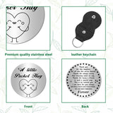 1Pc 201 Stainless Steel Commemorative Coins, Pocket Hug Coin, Inspirational Quote Coin, Flat Round, Stainless Steel Color, with 1Pc PU Leather Guitar Clip, Heart, 30x2mm