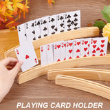 Wooden Curved Playing Cards Holders, Hand-Free Playing Card Organizer Rack Tray for Adults, Kids, Light Yellow, 33x3.5x1.3cm, Slot: 0.3cm