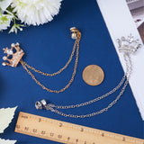 2Pcs 2 Colors Crystal Rhinestone Crown Hanging Chain Brooches, Men's Suit Collar Alloy Lapel Pins, Platinum & Golden, 150mm, 1Pc/color