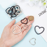 24Pcs 6 Style Alloy Linking Rings, Heart, Mixed Color, 22~39x26~44x2~2.5mm, Inner Diameter: 12~23x20~36mm, 4pcs/style