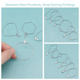 72Pcs 12 Style 304 Stainless Steel Pendants, Hoop Earring Findings, Mix-shaped, Stainless Steel Color, 6pcs/style