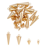 304 Stainless Steel Pendants, Spike/Cone, Golden, 6.5~18x3~7mm, Hole: 1.5~2mm, 24pcs/box