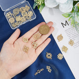 24Pcs 12 Styles Alloy Connector Charms, Flat Round & Sunflower & Flower, Mixed Shapes, Light Gold, 17~25x9~17x1~5mm, Hole: 1.2~1.6mm, 2pcs/style