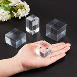 4Pcs 4 Styles Acrylic Jewelry Display Bases, Cube & Cuboid, Clear, 3~4.5x3~4.5x3~5cm, 1pc/style