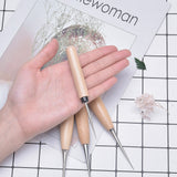 Stainless Steel Bead Awls and Wooden Awl Pricker Sewing Tool, BurlyWood, 4pcs/set
