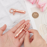 2Pcs Brass Shackle Clasps with Brass S Hook Clasps, Car Keychain for Men Wallet Chain Accessory, Rose Gold, 65x25x15mm, Hole: 3mm