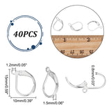 40Pcs 304 Stainless Steel Leverback Earring Findings, with Horizontal Loops, Silver, 15x10x1.5mm, Hole: 1.2mm, Pin: 1x0.8mm