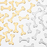 40Pcs 2 Colors 304 Stainless Steel Charms, Bone, Golden & Stainless Steel Color, 15x7.5x1mm, Hole: 1.2mm, 20pcs/color