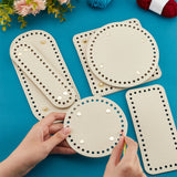 6Pcs 6 Style Flat Round PU Leather Knitting Crochet Bags Nail Bottom Shaper Pad, with Metal Nail, for Bag Bottom Accessories, Light Goldenrod Yellow, 12.2~21.7x5~15.1x0.4~1cm, Hole: 4.5~5mm, 1pc/style