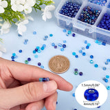 Glass Seed Beads, Round, Transparent & Silver Lined & Transparent Colours Lustered & Transparent Colours Rainbow & Frosted & Opaque, Blue, 4mm, Hole: 1.5mm, about 3000pcs/box