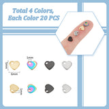 80Pcs 4 Style 201 & 304 Stainless Steel Charms, Stamping Blank Tag, Heart, Real Gold Plated & Stainless Steel Color, 5x6x1mm, Hole: 1mm, 20pcs/style