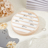 6-Slot Wood Finger Ring Display Plate, Ring Organizer Holder Covered by PU Leather, Flat Round, White, 14.95x1.7cm