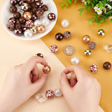 1 Set Mixed Style Acrylic Round Beads Sets, Coconut Brown, 19~20mm, Hole: 2mm, about 50pcs/bag