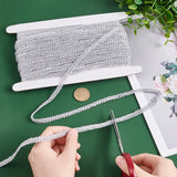 25M Polyester Braided Lace Trim, Sewing Centipede Lace Ribbon, for Clothes Accessories and Curtains Accessories, Silver, 1/4 inch(8mm), about 27.34 Yards(25m)/Set