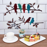 Iron Laser Cut Metal Wall Art Decor, Branch with Bird, for Living Room Bedroom Hanging Decorations, Colorful, 152x397~402x0.9mm, Hole: 2.5~3mm, 2pcs/set