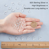 40Pcs Brass Huggie Leverback Earring Findings, with Loop, Silver, 15.6x10x2mm, Hole: 1.4mm, Pin: 0.8mm, 40Pcs/Box