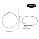 316 Stainless Steel Wine Glass Charms Rings, Hoop Earring Findings, DIY Material for Basketball Wives Hoop Earrings, Stainless Steel Color, 21 Gauge, 20x15.5x0.7mm, 200pcs/box