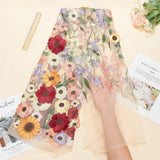 Ethnic Style Embroidered Flowers Polyester Tulle Lace Fabric, Garment Accessories, Colorful, 125~145x0.08cm