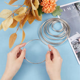 16Pcs 4 Style Iron Linking Rings, Round Rings, Craft Loop, for Macrame Craft, Woven Net/Web with Feather Making, Platinum, 51~120x2.8mm, 4pcs/style