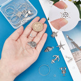 DIY Ocean Theme Pendant Wine Glass Charm Tags Making Kit, Including Alloy Pendants, Cadmium Free & Nickel Free & Lead Free, Brass Jump Rings and Wine Glass Charm Rings, Antique Silver & Platinum, Pendants: 16pcs/box