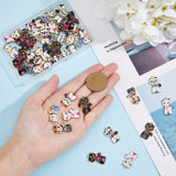 48Pcs 8 Styles Rack Plating Alloy Pendants, Printed, Cat Charm, Light Gold, Mixed Color, 23x14x2mm, Hole: 1.6mm, 6pcs/style