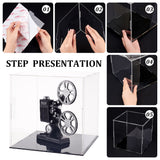 Transparent Plastic Minifigure Display Cases, Dustproof Action Figure Display Box, with Black Base, for Models, Building Blocks, Doll Display Holders, White, 21x21x20.5cm