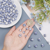 200Pcs 4 Styles Handmade Porcelain Beads, Blue and White Porcelain, Round with Flower Pattern, Blue, 6~12x5~10.5mm, Hole: 2~3mm, 50pcs/style