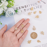 12Pcs 3 Style Brass Micro Pave Clear Cubic Zirconia Pendants, Snowflake, Real 18K Gold Plated, 13~17.2x9~17x2~4mm, hole: 3~3.5mm, 4pcs/style
