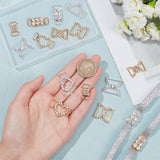Shoe Decorations, Including Polyester Cord Shoelace, Brass & Alloy Crystal Rhinestone Shoe Buckle Clips, Platinum & Golden, 20Pcs/box