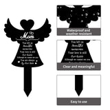 Acrylic Garden Stake, Ground Insert Decor, for Yard, Lawn, Garden Decoration, with Memorial Words Mom You Left Us Beautiful Memories, Angel & Fairy Pattern, 250x150mm