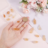 16Pcs Rough Raw Natural Citrine Pendants, with Silver Tone Copper Wire Wrapped, Nuggets Charm, 22~33x7~15x5~9mm, Hole: 3.5~4mm