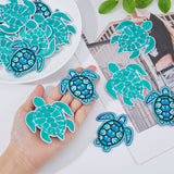 16Pcs 2 Style Polyester Computerized Embroidery Iron on/Sew on Patches, Appliques, Tortoise, 75x64x1mm & 60x58x1.3mm, 8pcs/style