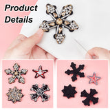 8Pcs 4 Style Snowflake & Cross & Star Shape Handicraft Rhinestone Appliques, Beading Sew on Appliques, Mixed Color, 43~69x41~69x6~14mm, 2pcs/style