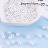 Acrylic Imitation Pearl Beads, No Hole, Round, White, 6mm, about 600pcs/box